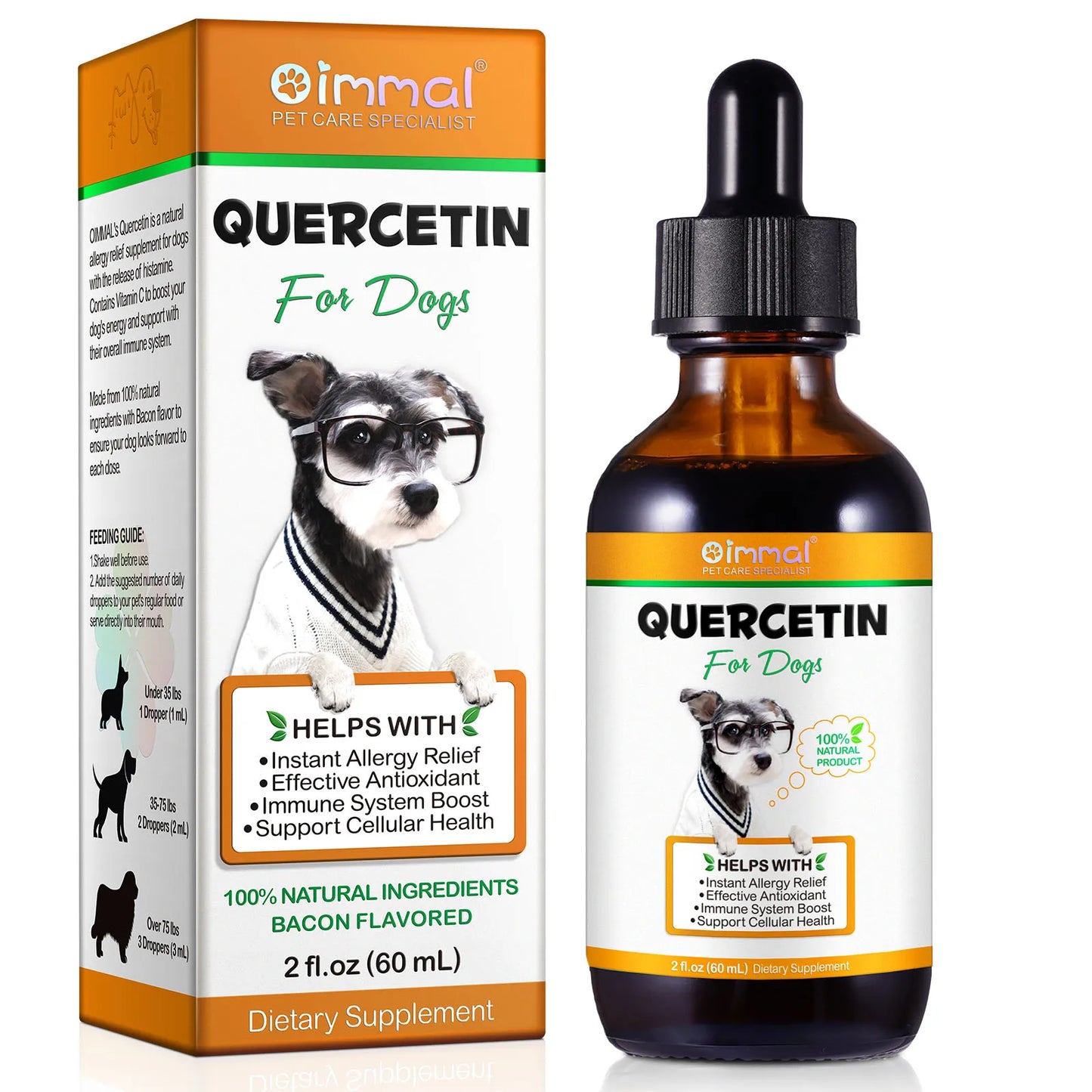 Quercetin for Dogs – Fast-Acting Allergy Relief & Immune Support Supplement with Antioxidants | Bacon-Flavored Chews for Cellular Health & Seasonal Allergies