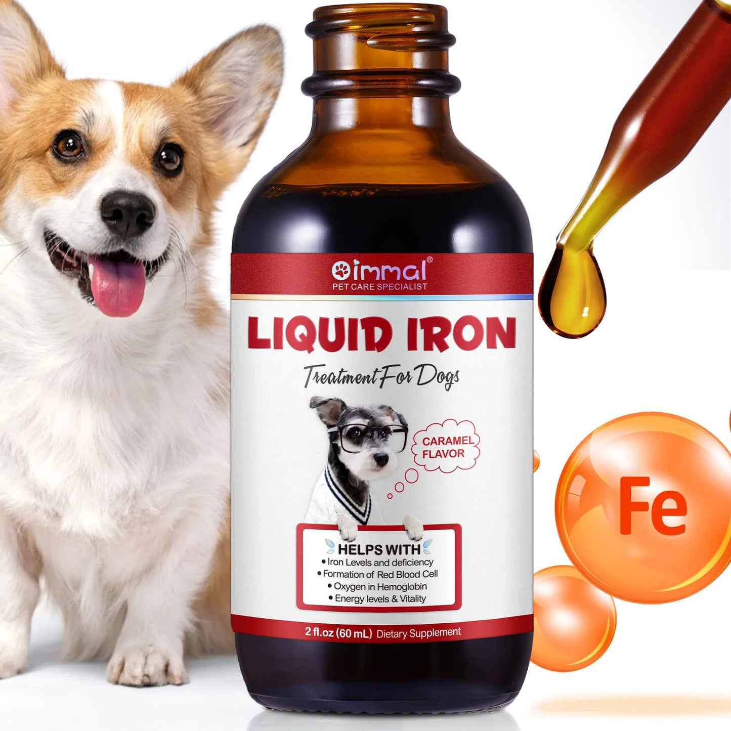 Liquid Iron Supplement for Dogs – Supports Healthy Iron Levels, Red Blood Cell Formation, Energy & Vitality