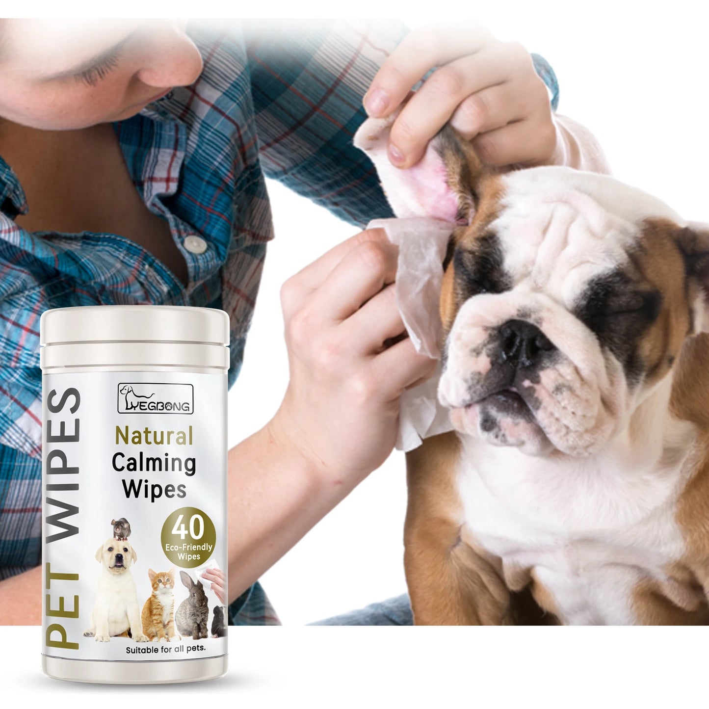 Yegbong Pet Cleaning Wipes for Dogs & Cats – Gentle Body, Earwax, Ear Mite & Eye Stain Care