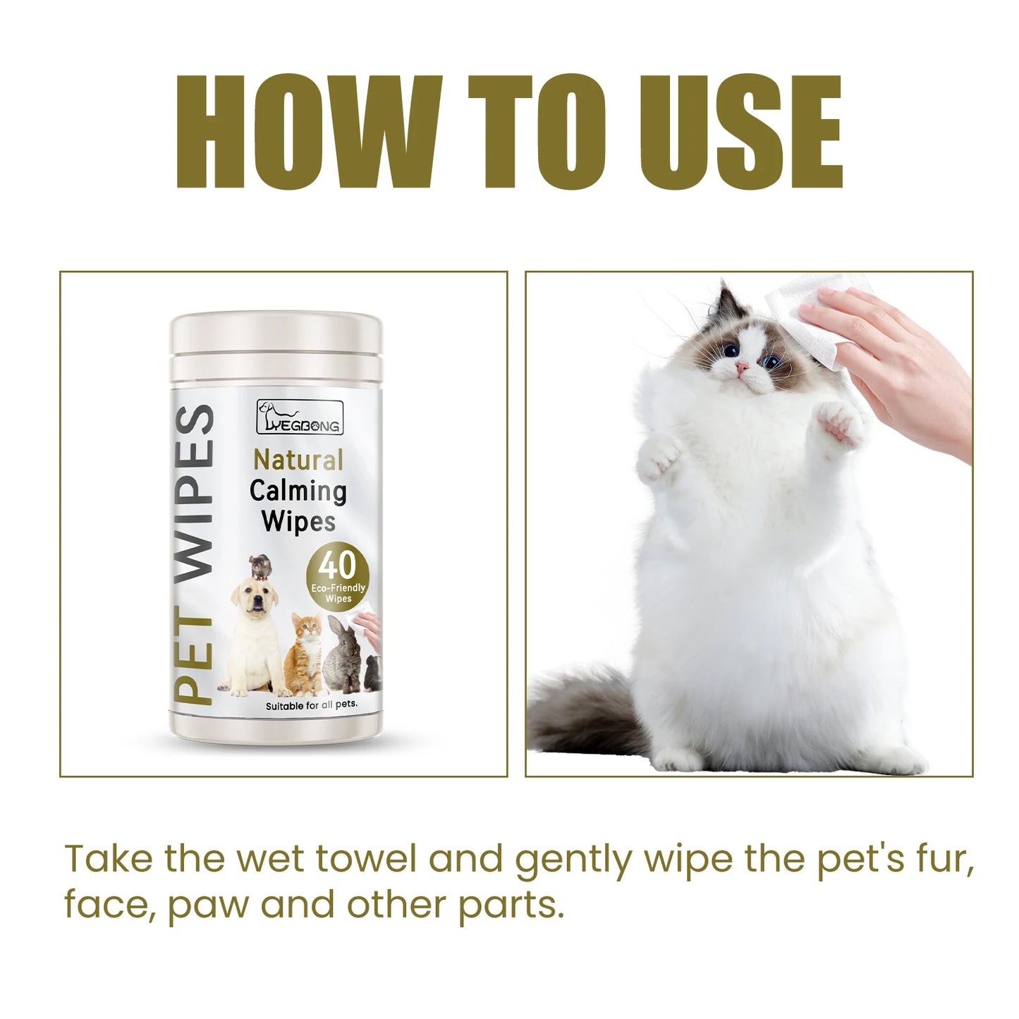 Yegbong Pet Cleaning Wipes for Dogs & Cats – Gentle Body, Earwax, Ear Mite & Eye Stain Care