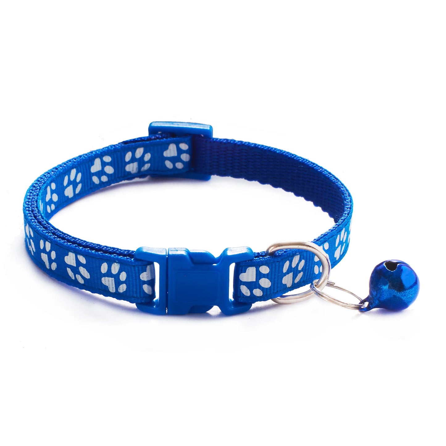 Colorful Cartoon Paw Print Pet Collar with Bell – Adjustable for Cats & Small Dogs