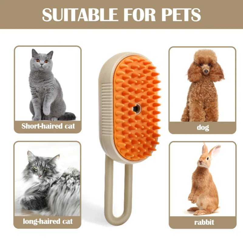All-in-One Pet Grooming Steam Brush – Hair Remover, Massager & Cleaner