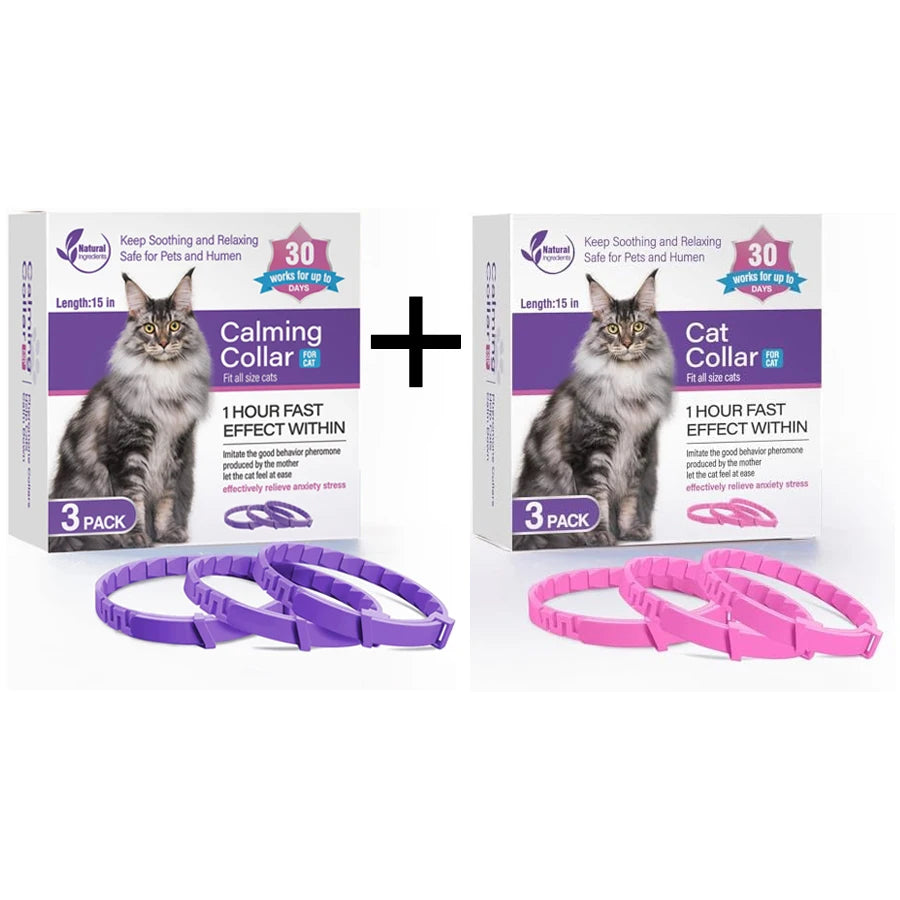 Calming Pheromone Collar for Dogs & Cats – 3/4 Pack, Adjustable Anxiety Relief for Puppies & Kittens | Stress Reduction for Noise, Travel, Separation & Vet Visits