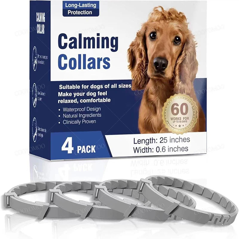 Calming Pheromone Collar for Dogs & Cats – 3/4 Pack, Adjustable Anxiety Relief for Puppies & Kittens | Stress Reduction for Noise, Travel, Separation & Vet Visits