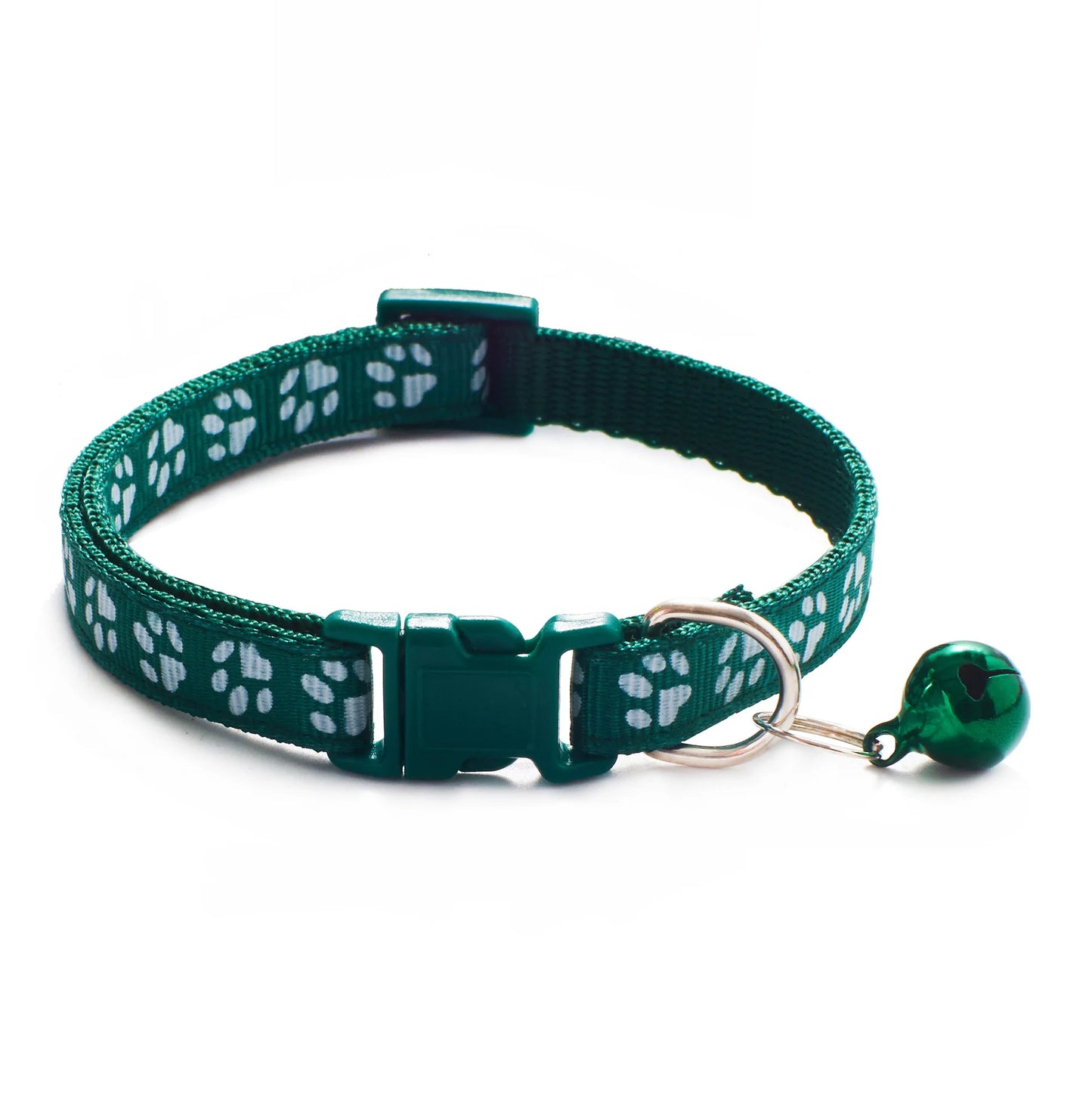 Colorful Cartoon Paw Print Pet Collar with Bell – Adjustable for Cats & Small Dogs