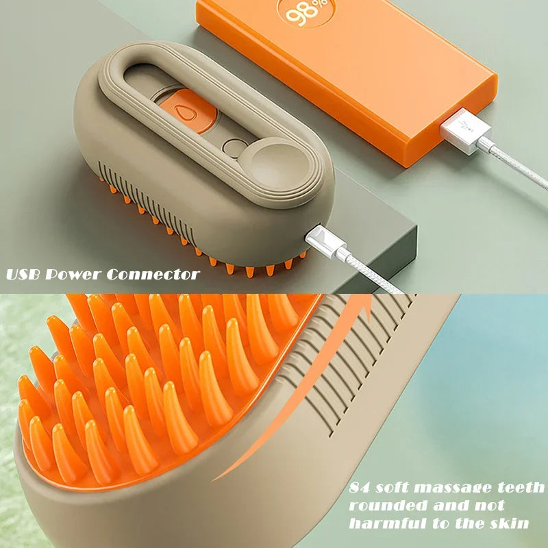 All-in-One Pet Grooming Steam Brush – Hair Remover, Massager & Cleaner