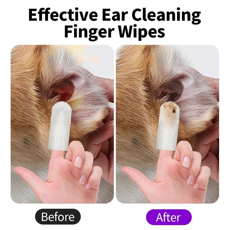 Gentle Ear Care Wipes for Pets – Fingertip Design for Precise Cleaning