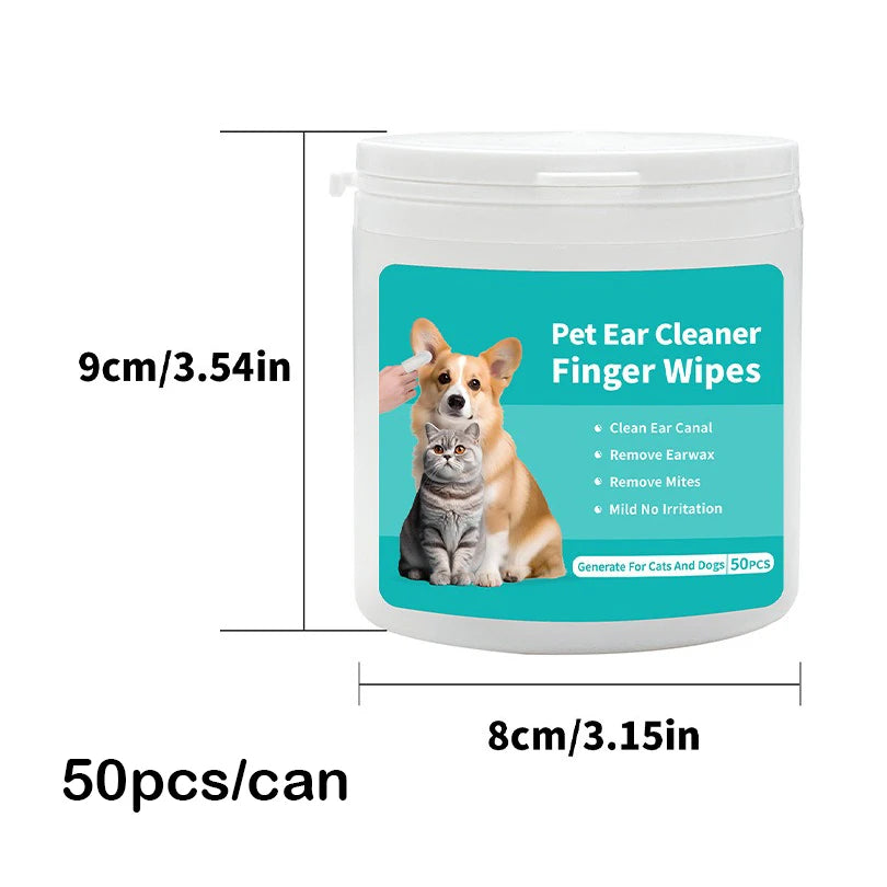 Gentle Ear Care Wipes for Pets – Fingertip Design for Precise Cleaning