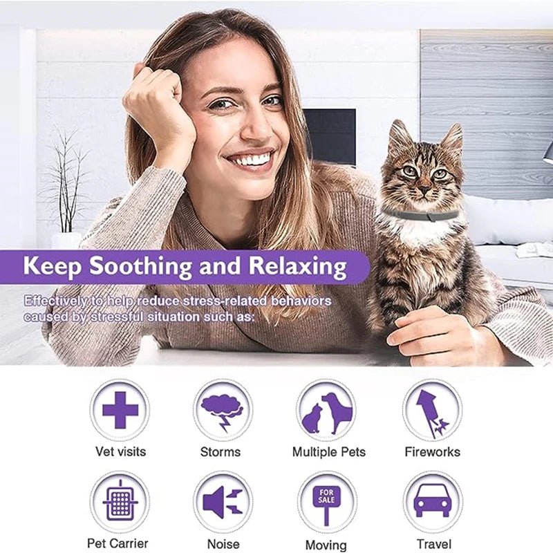 Calming Pheromone Collar for Dogs & Cats – 3/4 Pack, Adjustable Anxiety Relief for Puppies & Kittens | Stress Reduction for Noise, Travel, Separation & Vet Visits