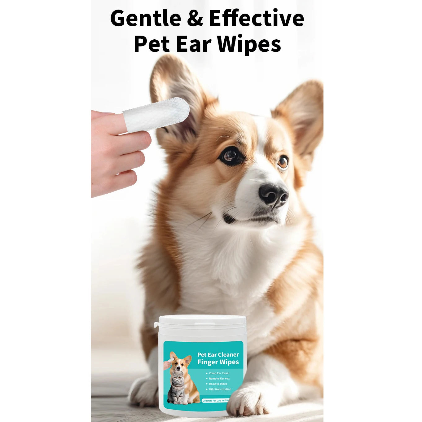 Gentle Ear Care Wipes for Pets – Fingertip Design for Precise Cleaning