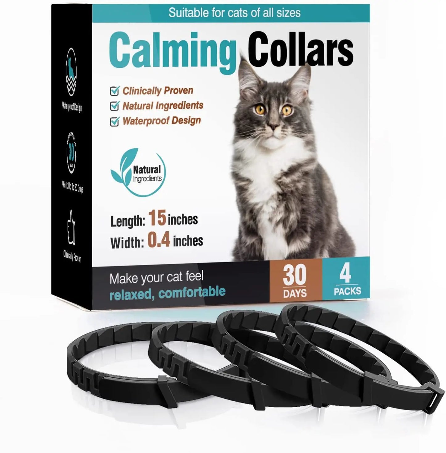 Calming Pheromone Collar for Dogs & Cats – 3/4 Pack, Adjustable Anxiety Relief for Puppies & Kittens | Stress Reduction for Noise, Travel, Separation & Vet Visits