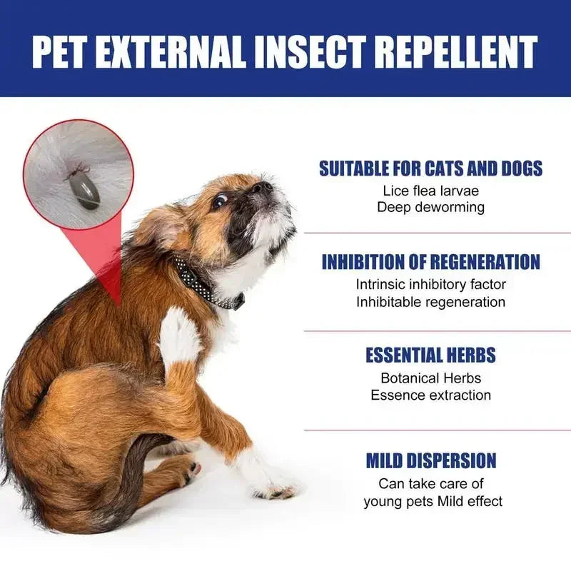 Pet Flea & Tick Spray for Cats & Dogs – 100ml Natural Repellent with Lice Protection | Soothes Skin, Relieves Itching & Cleans Externally
