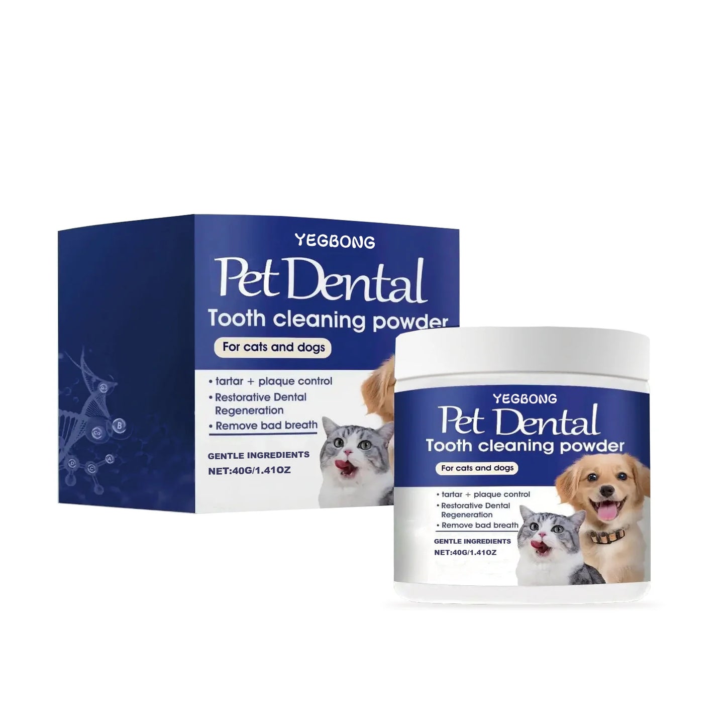 YEGBONG Pet Dental Powder – Teeth Cleaning & Bad Breath Treatment for Dogs & Cats (40g)