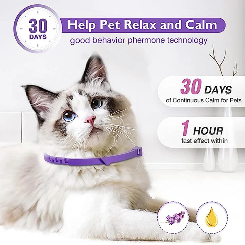 Calming Pheromone Collar for Dogs & Cats – 3/4 Pack, Adjustable Anxiety Relief for Puppies & Kittens | Stress Reduction for Noise, Travel, Separation & Vet Visits