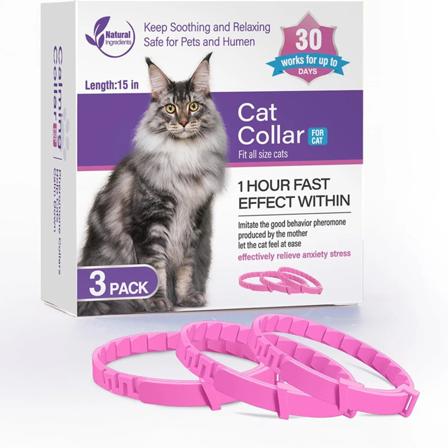 Calming Pheromone Collar for Dogs & Cats – 3/4 Pack, Adjustable Anxiety Relief for Puppies & Kittens | Stress Reduction for Noise, Travel, Separation & Vet Visits