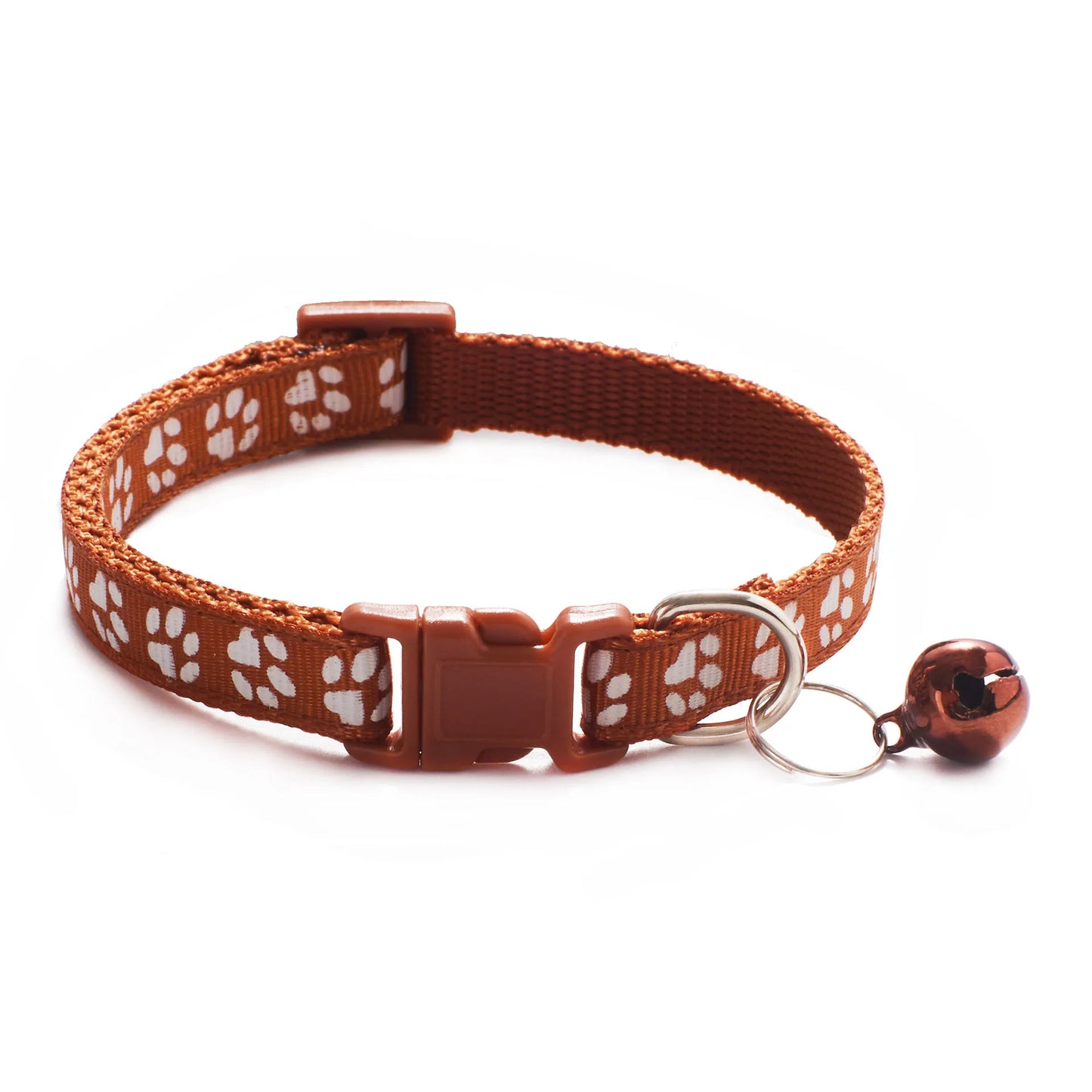 Colorful Cartoon Paw Print Pet Collar with Bell – Adjustable for Cats & Small Dogs
