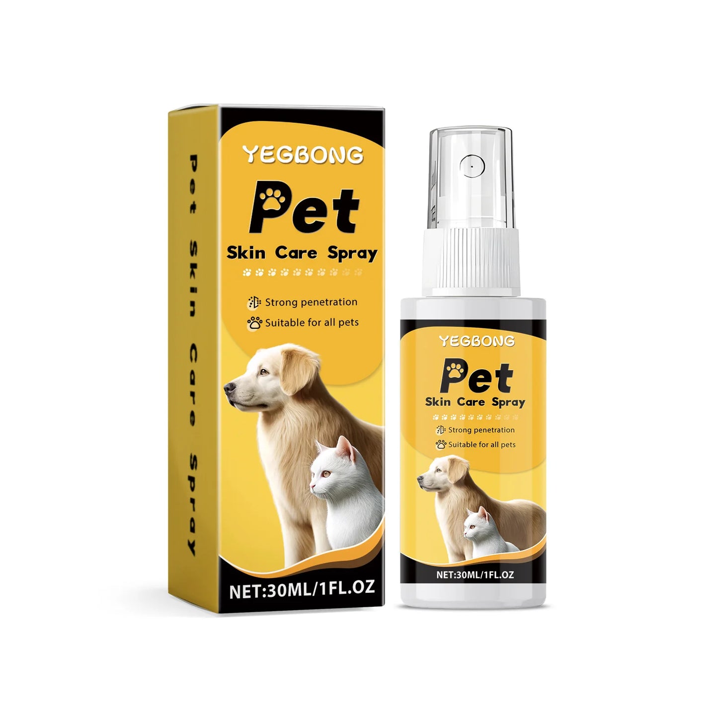 YEGBONG Pet Skin Care Spray – 30ml Soothing Relief for Dogs & Cats | Moisturizes Dry, Itchy Skin & Calms Irritation | Gentle Formula for Daily Use