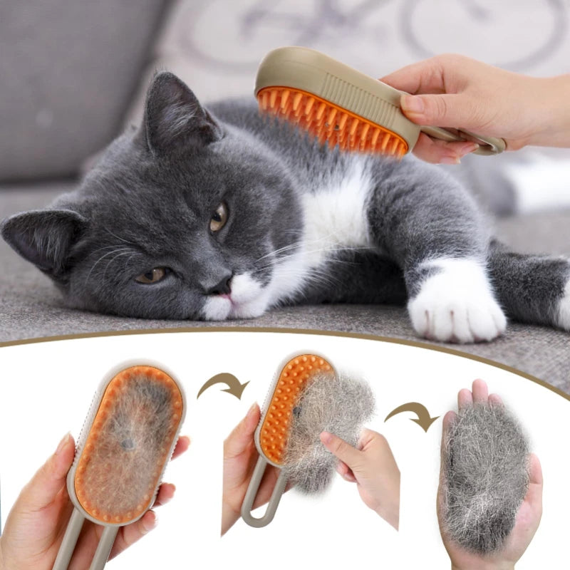 All-in-One Pet Grooming Steam Brush – Hair Remover, Massager & Cleaner