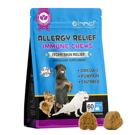 Dog Allergy Relief Chews – Anti-Itch Skin & Coat Supplement with Omega-3, Pumpkin Enzymes & Peking Duck Flavor