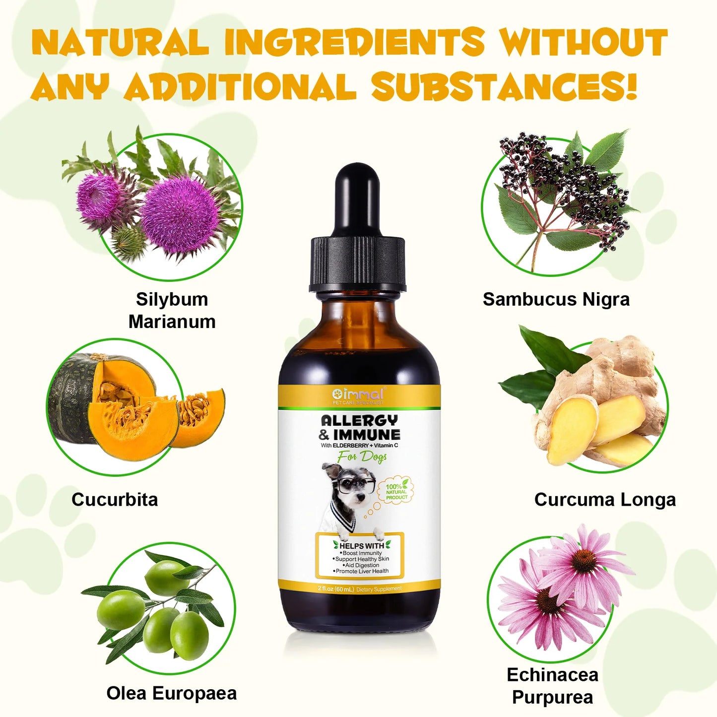 Oilmen Allergy & Immune Support for Dogs – Elderberry & Vitamin C Supplement for Immunity, Skin, Liver & Digestion