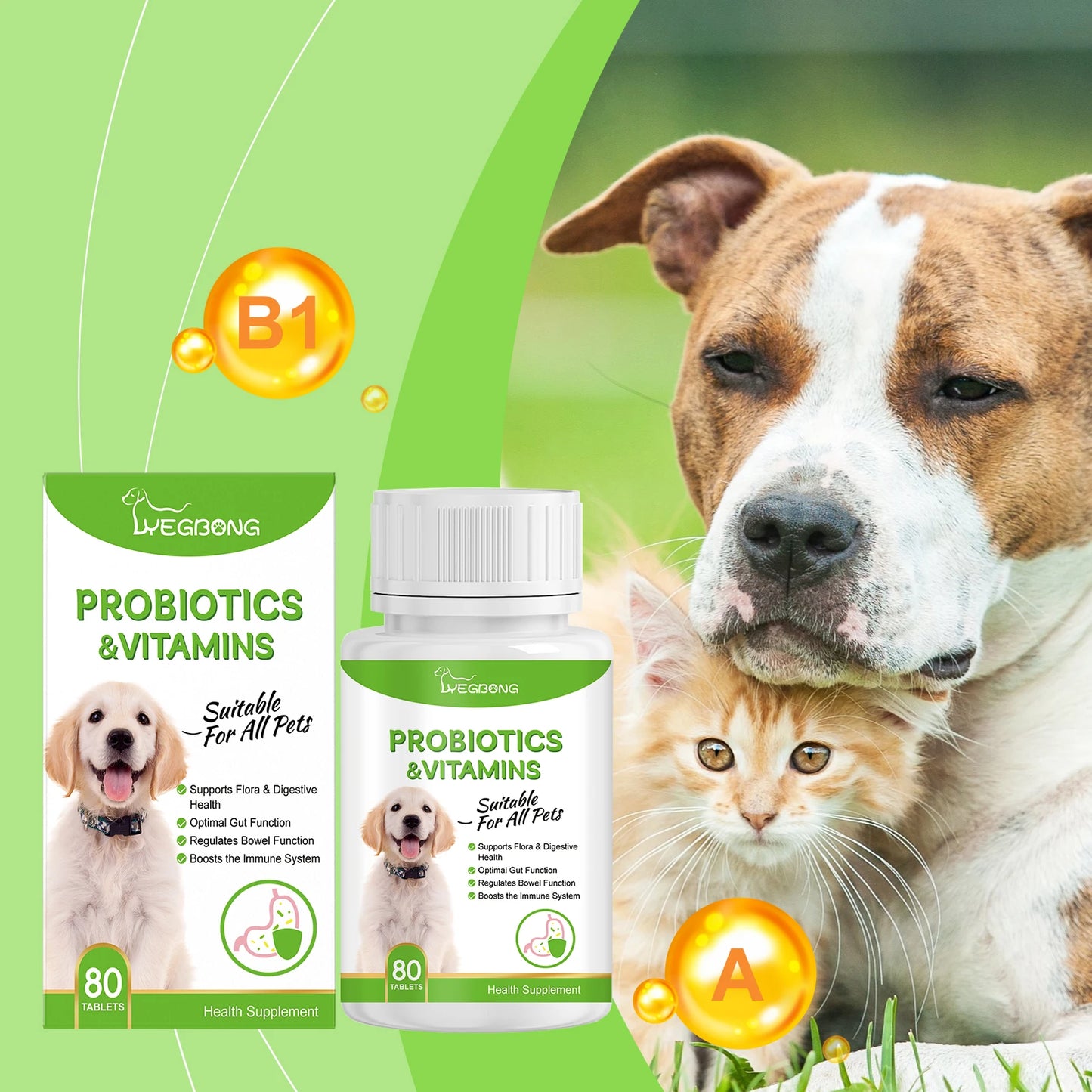 Yegbong Probiotic Soft Chews for Cats, Dogs & Fish – Support Digestive & Gut Health