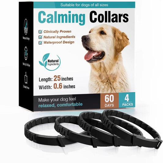 Calming Pheromone Collar for Dogs & Cats – 3/4 Pack, Adjustable Anxiety Relief for Puppies & Kittens | Stress Reduction for Noise, Travel, Separation & Vet Visits