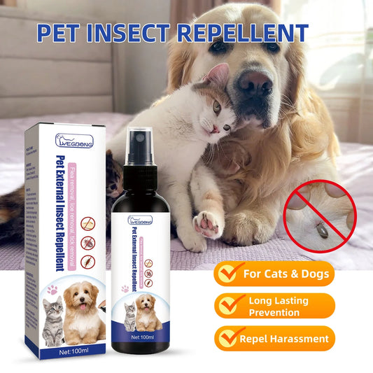 Pet Flea & Tick Spray for Cats & Dogs – 100ml Natural Repellent with Lice Protection | Soothes Skin, Relieves Itching & Cleans Externally