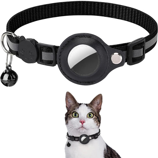 Adjustable Cat Collar with AirTag Holder – Breakaway, Reflective & Waterproof